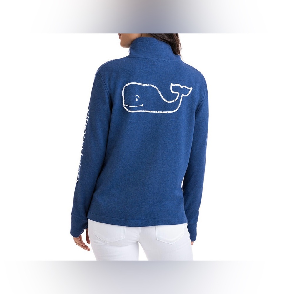 Vineyard Vines Long-Sleeve Vintage Whale Snap Placket Pullover blue white small